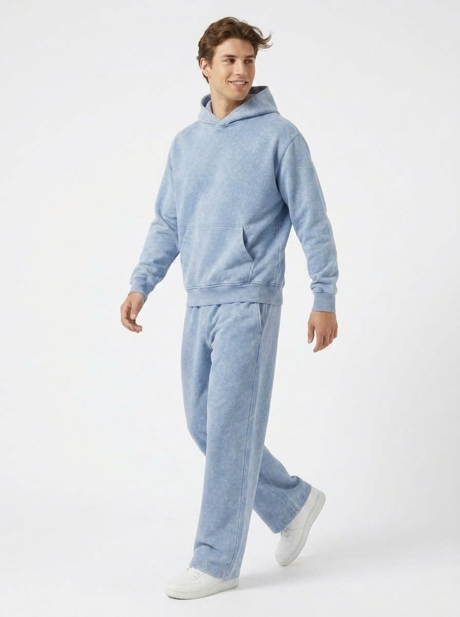 Acid Wash Hoodie - Sky Blue