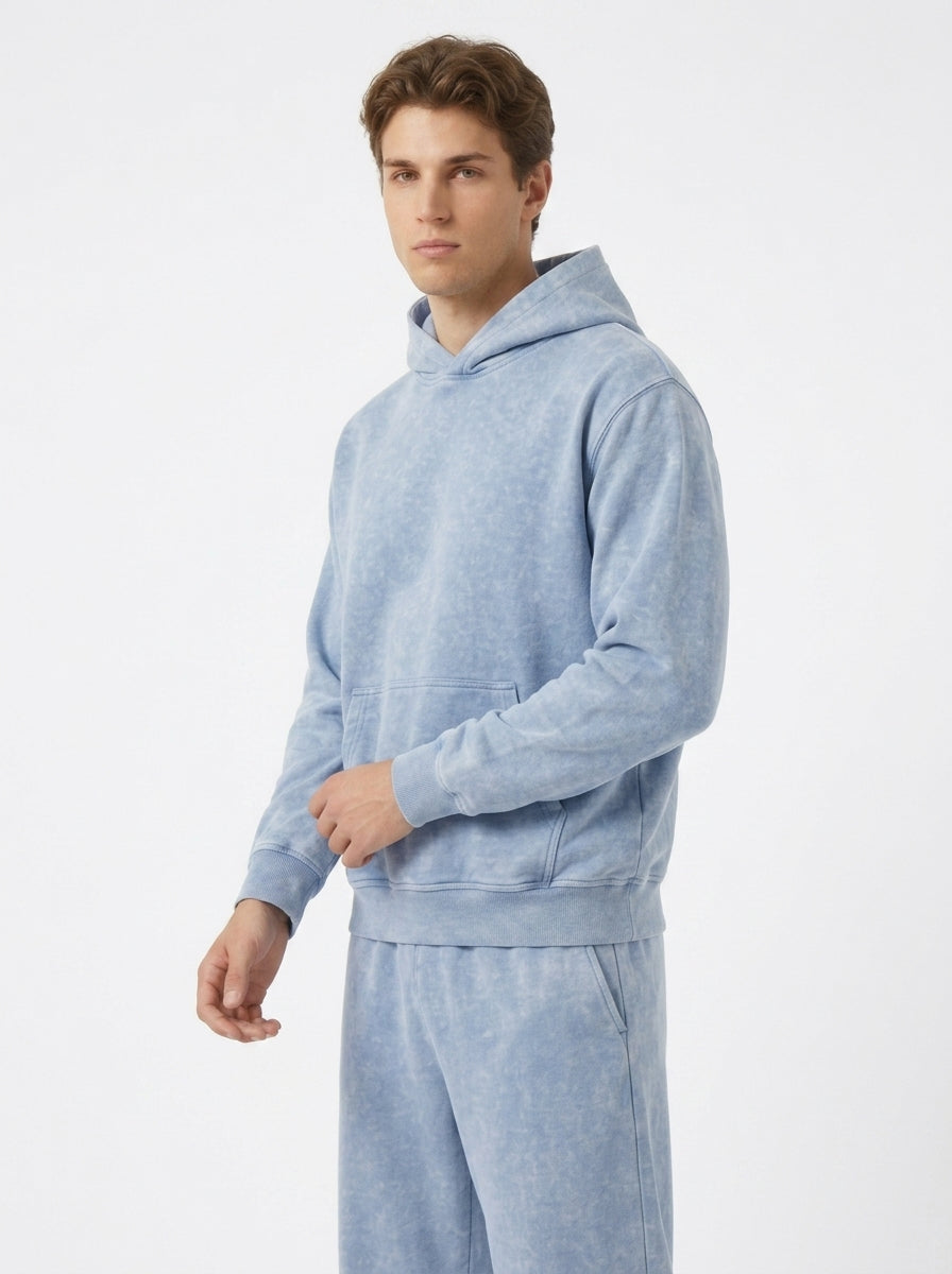 Acid Wash Hoodie - Sky Blue