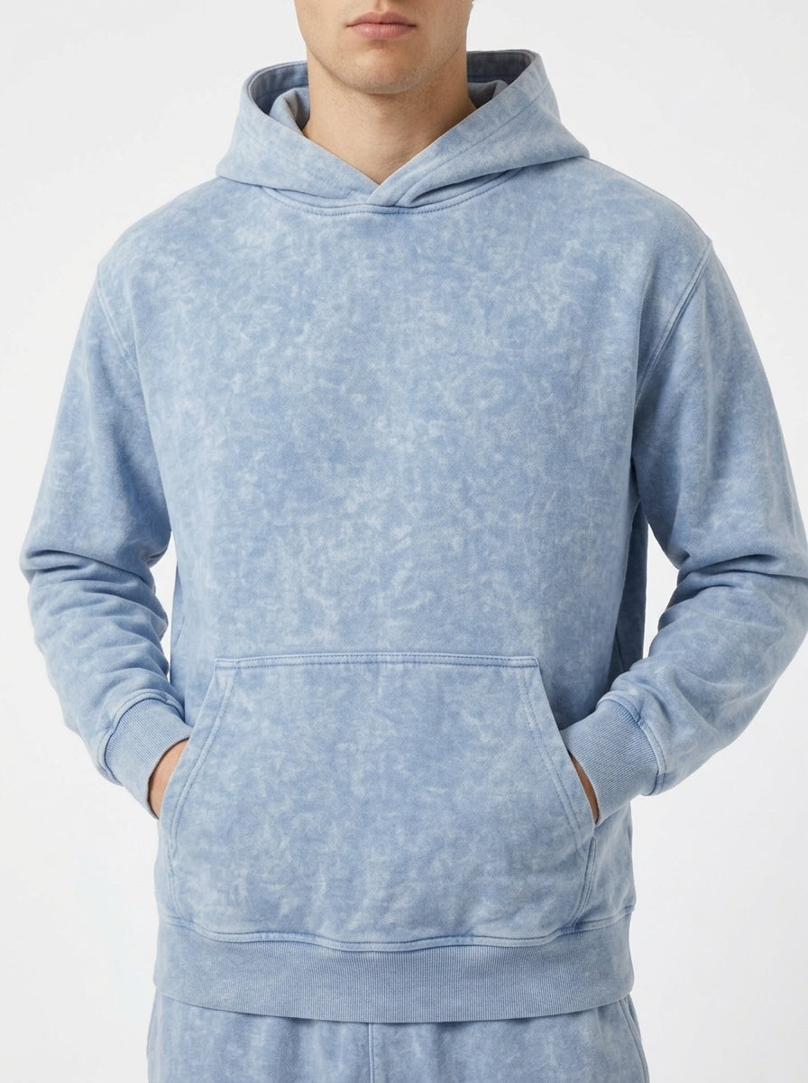 Acid Wash Hoodie - Sky Blue