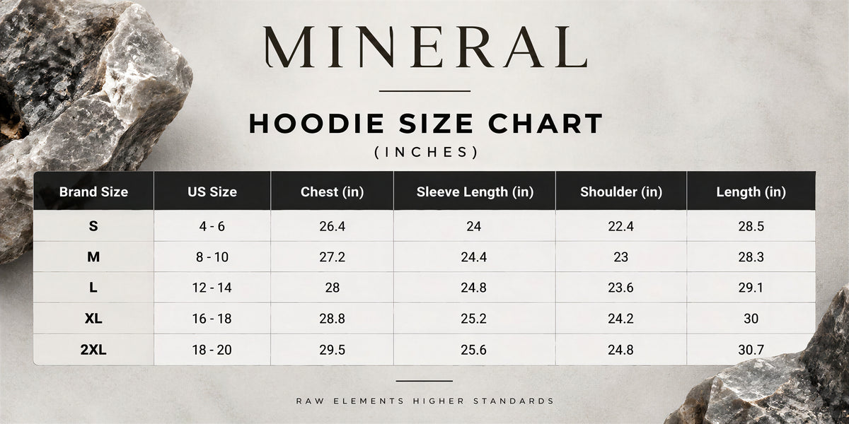 Hoodie size chart