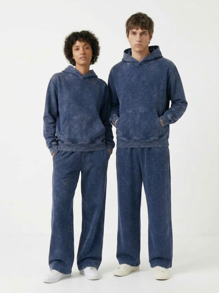 Acid Wash Hoodie - Navy