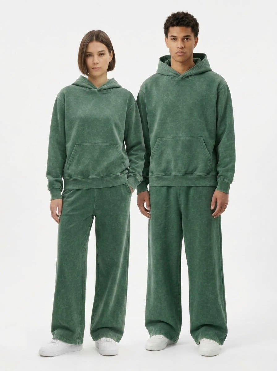 Acid Wash Hoodie - Army Green