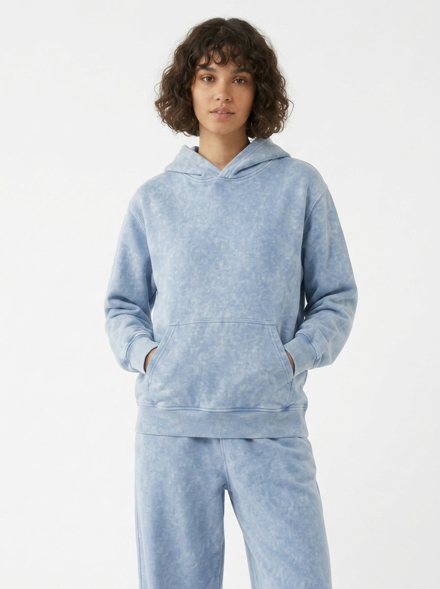 Acid Wash Hoodie - Sky Blue