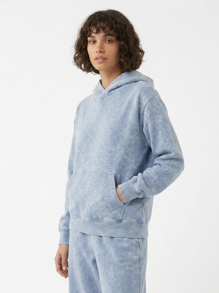 Acid Wash Hoodie - Sky Blue