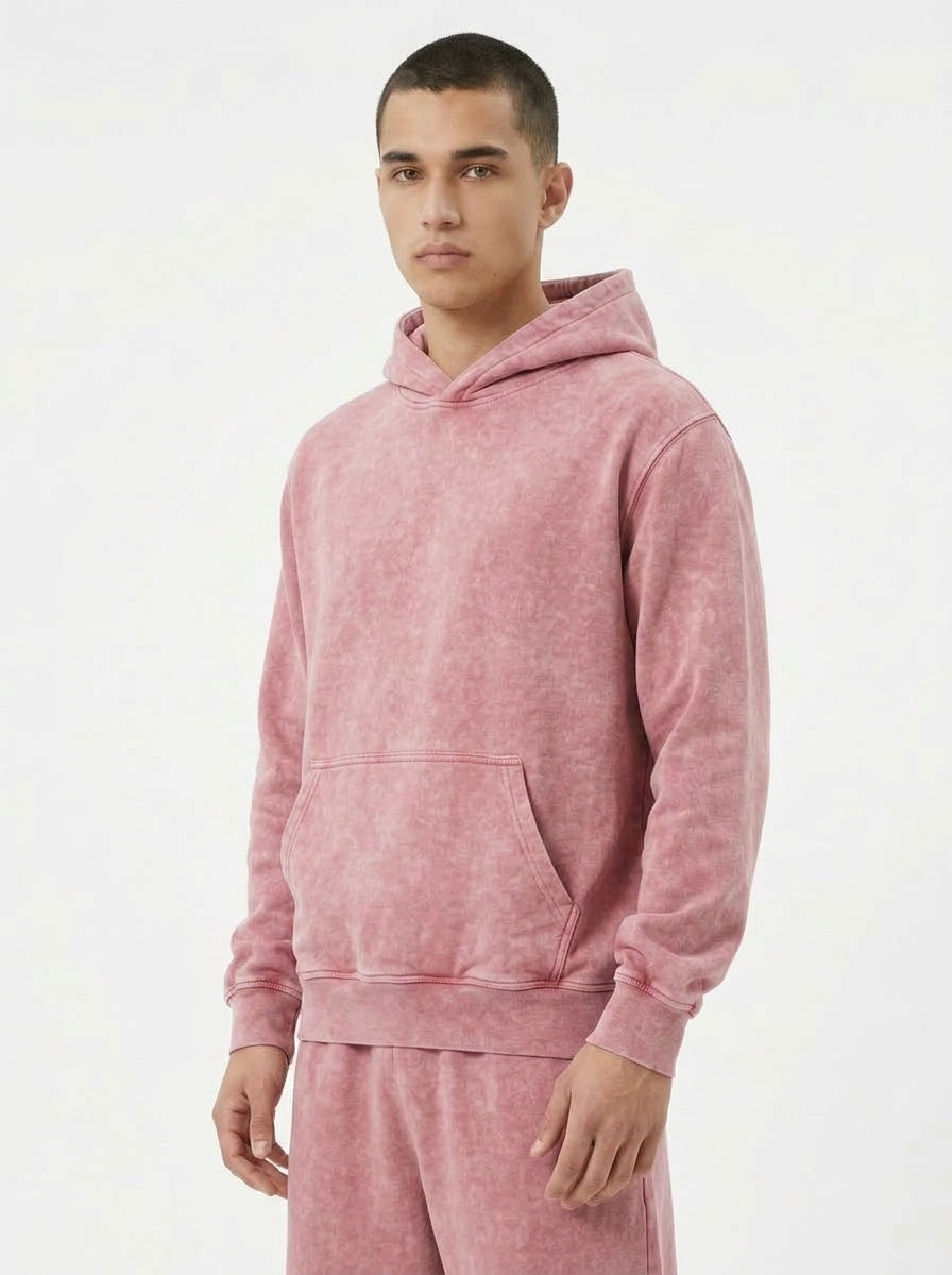 Acid Wash Hoodie - Pink