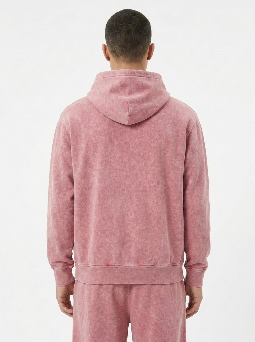Acid Wash Hoodie - Pink