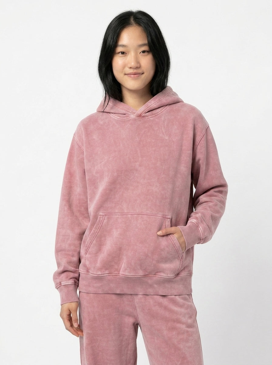 Acid Wash Hoodie - Pink
