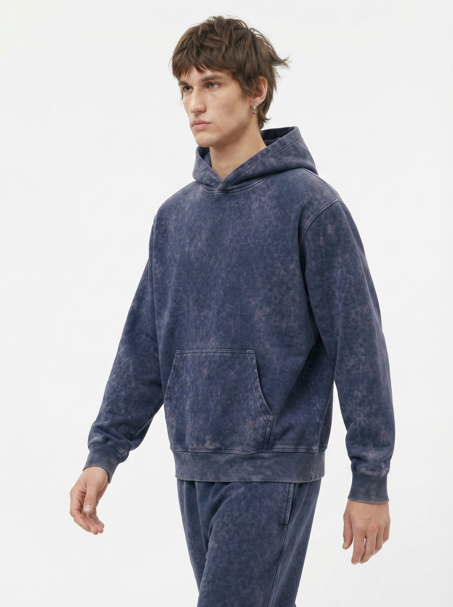 Acid Wash Hoodie - Navy