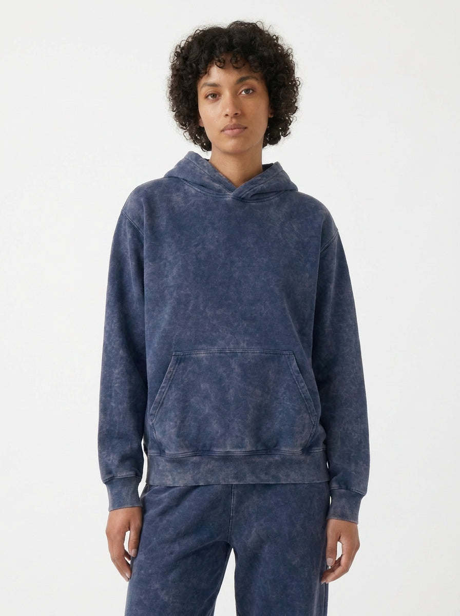 Acid Wash Hoodie - Navy