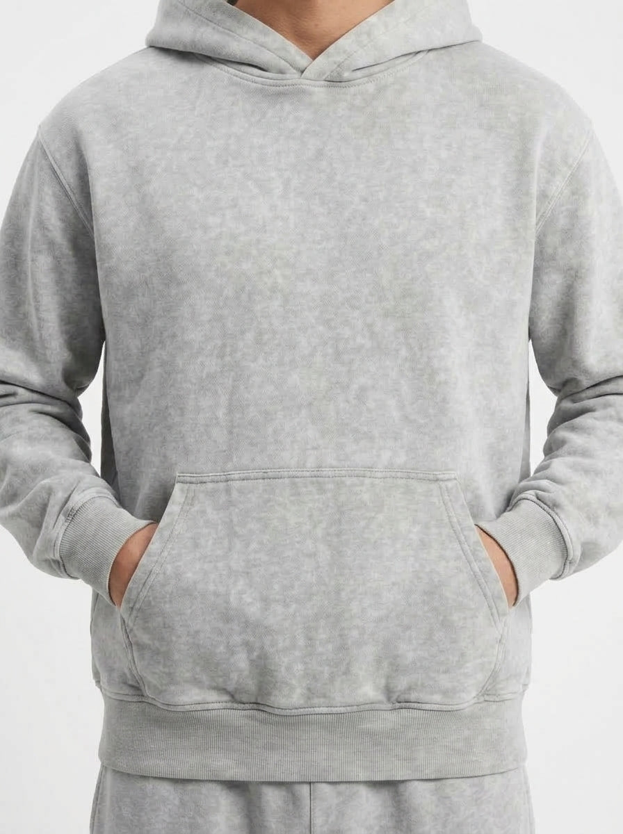 Acid Wash Hoodie - Grey