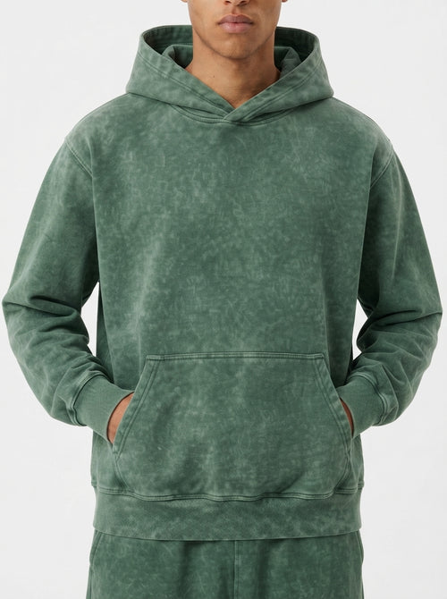 Acid Wash Hoodie - Army Green