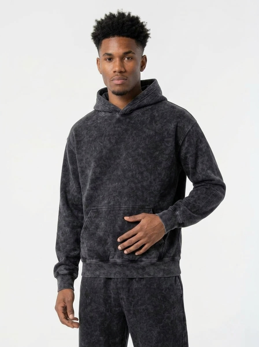 Acid Wash Hoodie - Black