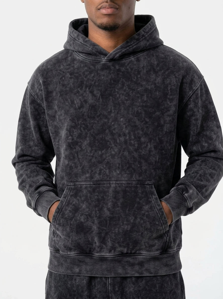 Acid Wash Hoodie - Black