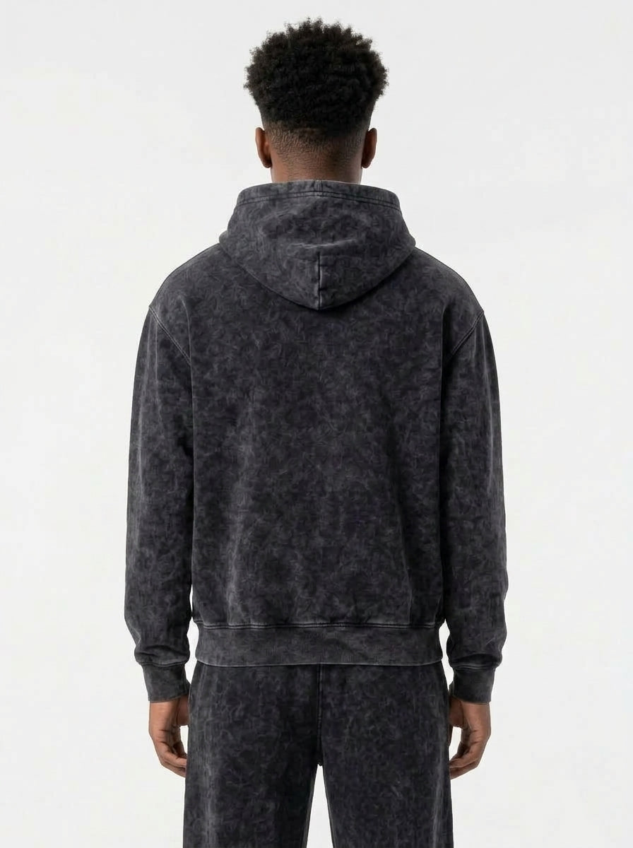 Acid Wash Hoodie - Black