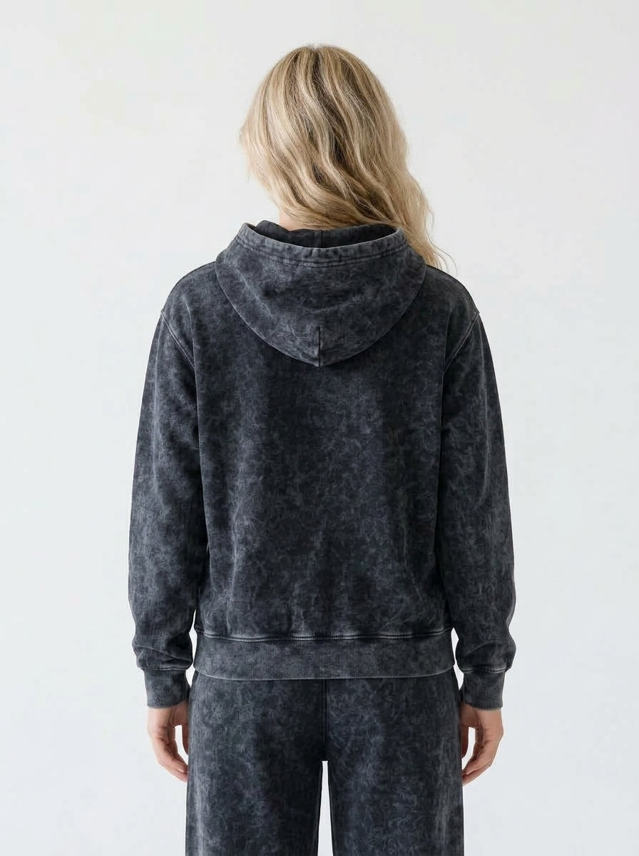 Acid Wash Hoodie - Black