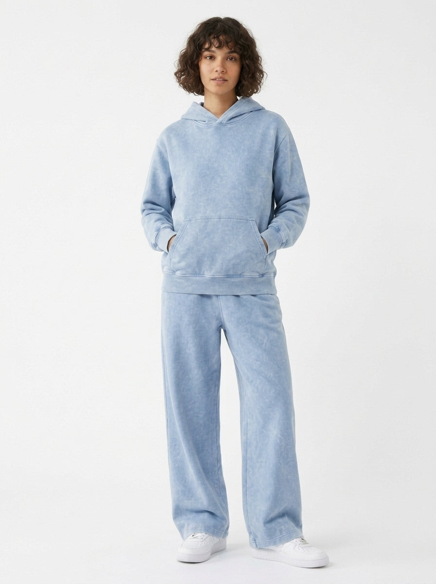 Acid Wash Hoodie - Sky Blue