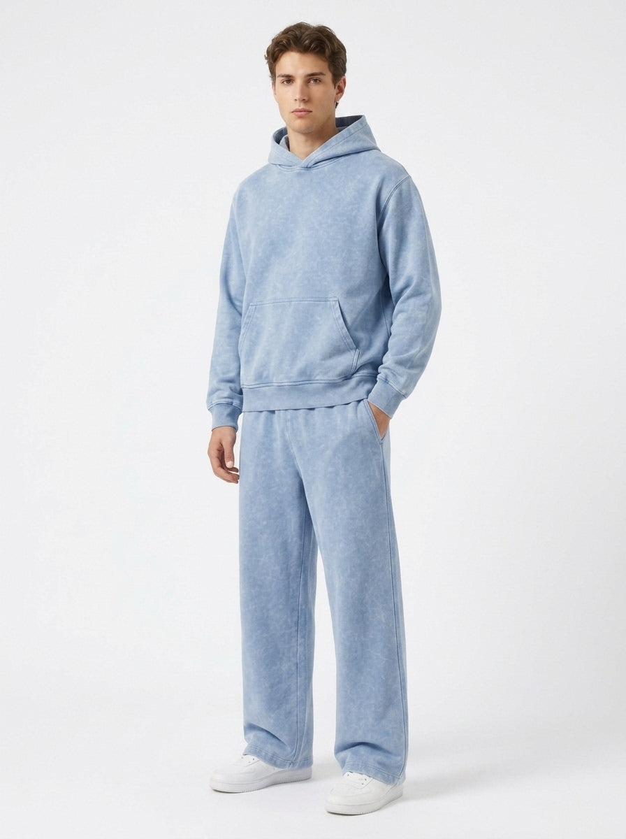Acid Wash Hoodie - Sky Blue