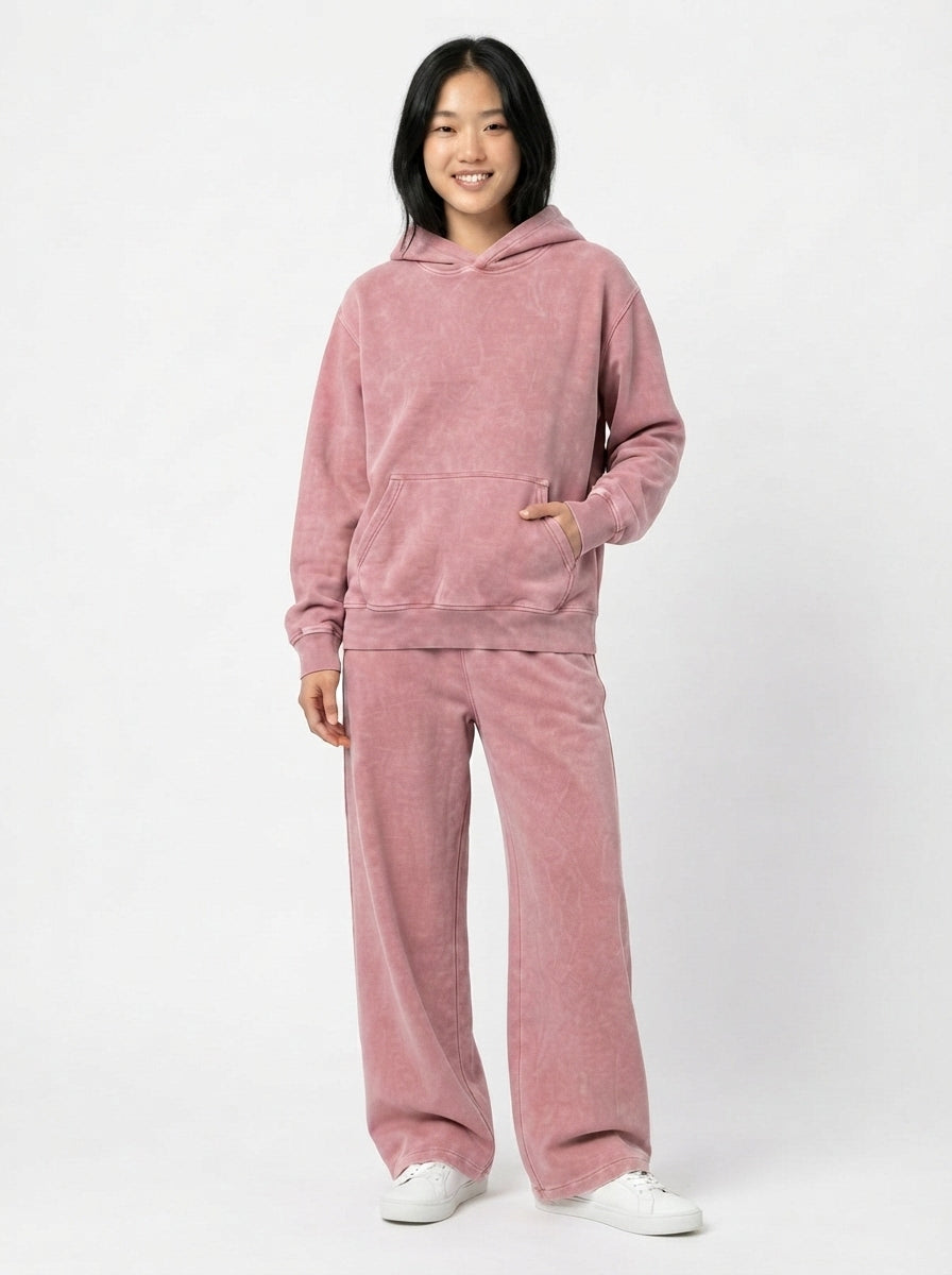 Acid Wash Hoodie - Pink
