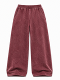 Acid Wash Trousers - Burgundy