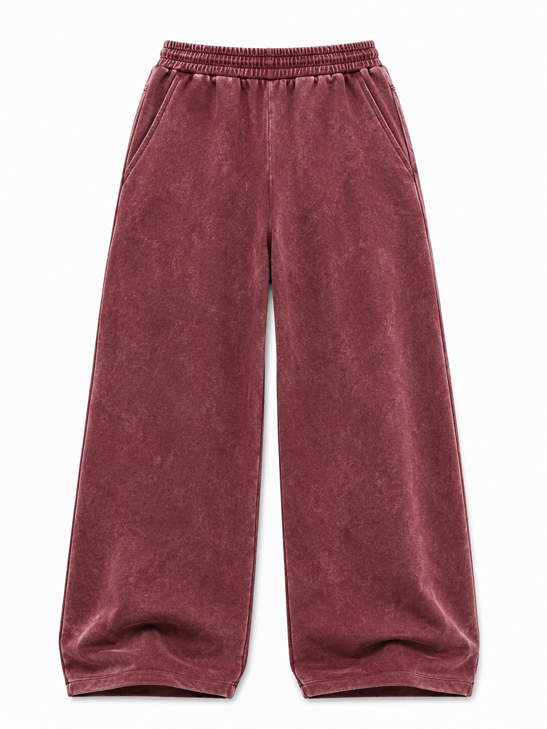 Acid Wash Trousers - Burgundy
