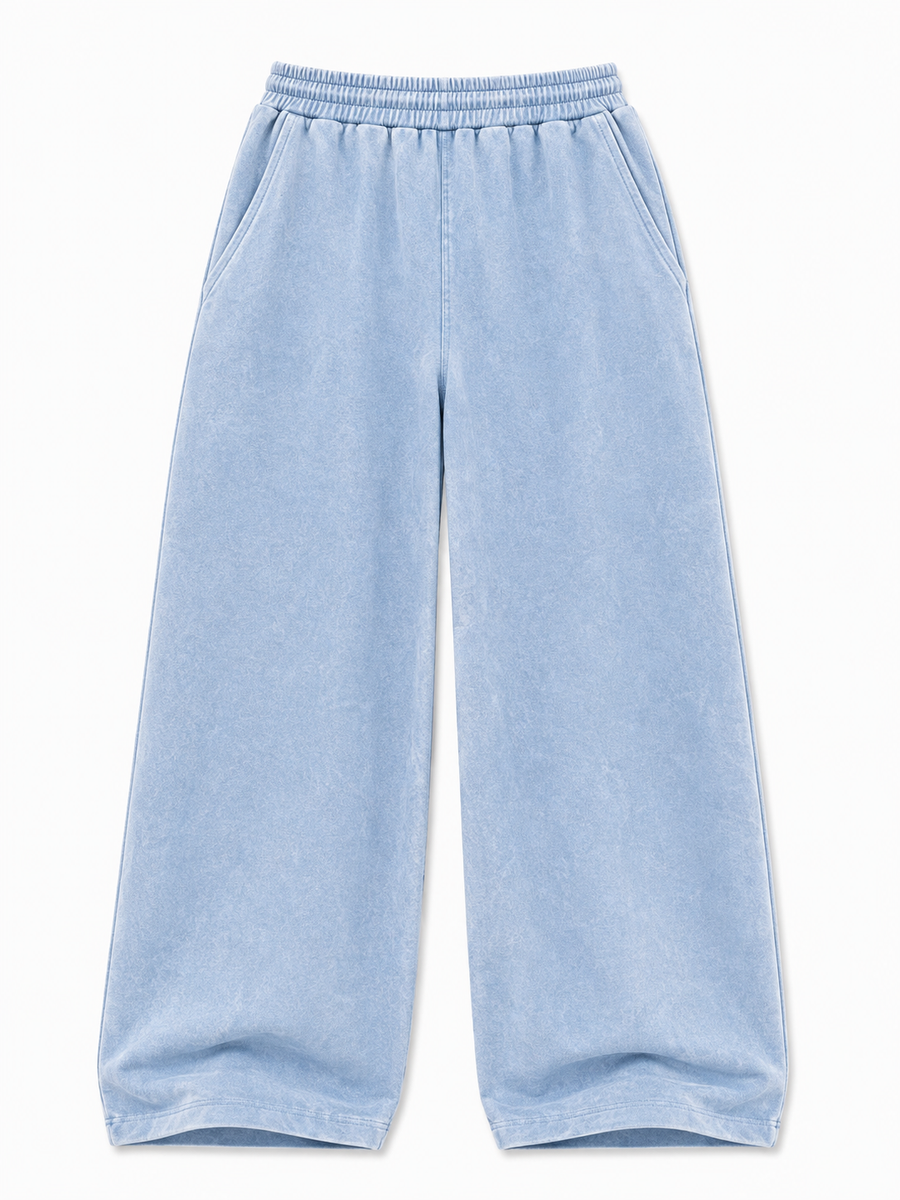 Acid Wash Trousers - Sky Blue