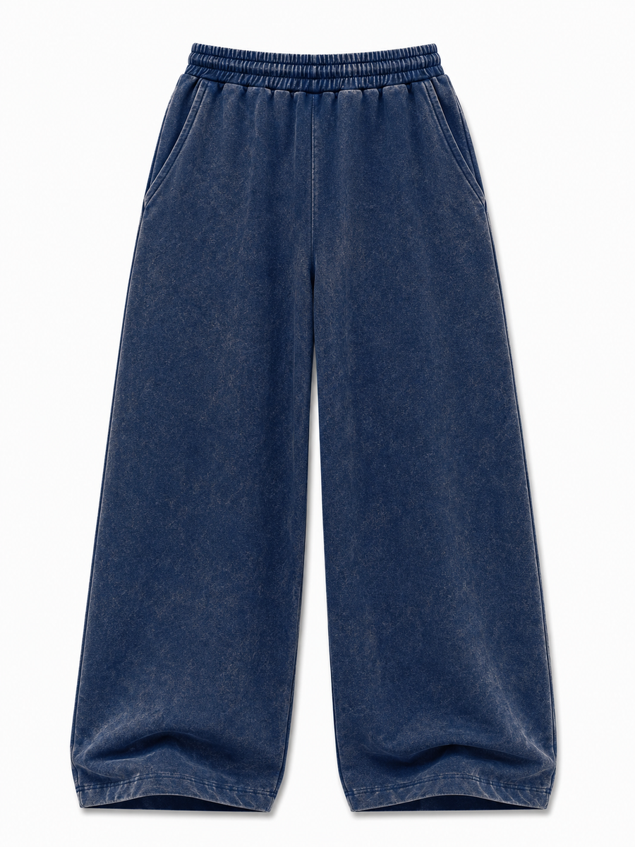 Acid Wash Trousers - Navy