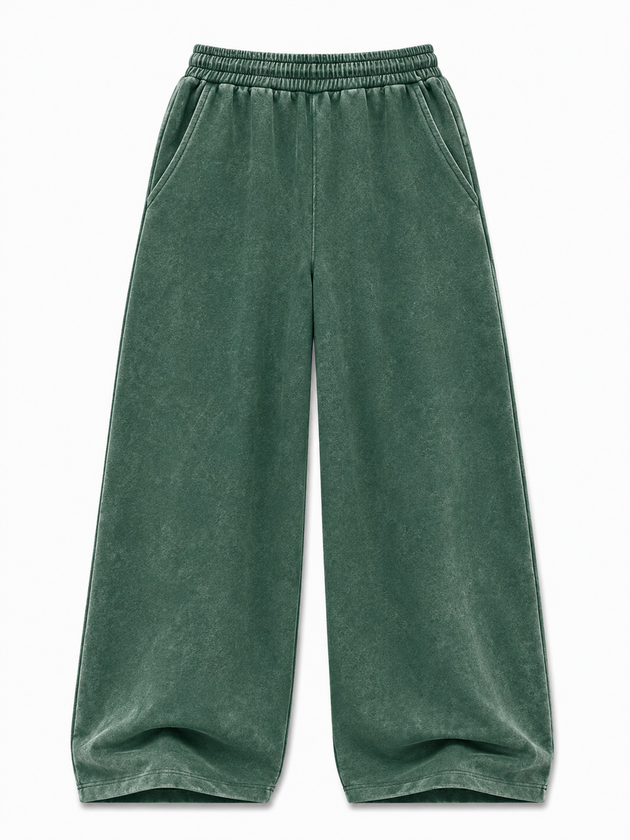 Acid Wash Trousers - Army Green
